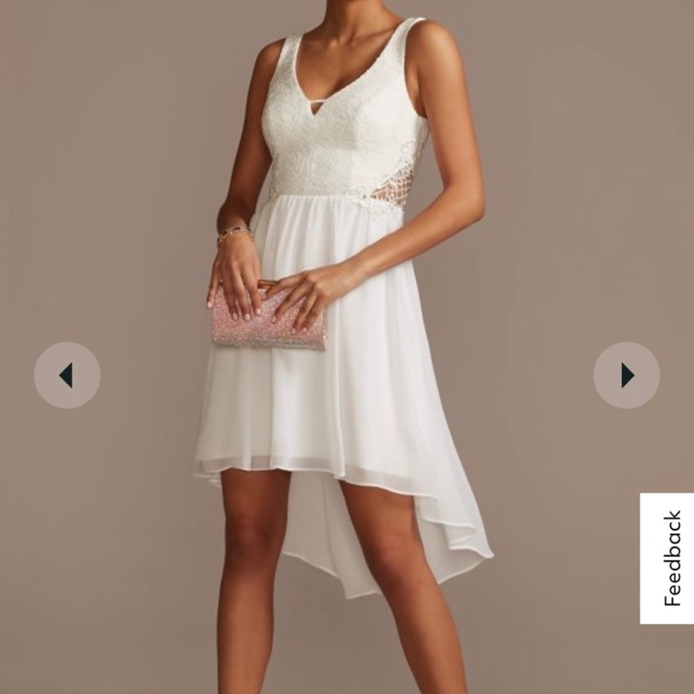 Lace Cutout High-Low Dress